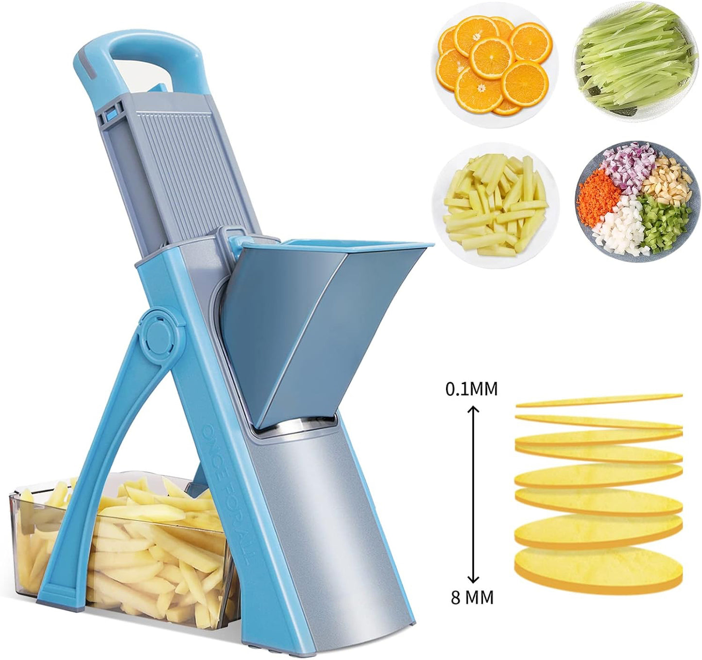 【D.P.C】Upgrade Safe Mandoline Slicer, Adjustable Vegetable Chopper Potato Slicer, French Fry Cutter Ktichen Chopping Artifact MotherDay Gift Kitchen Silicone