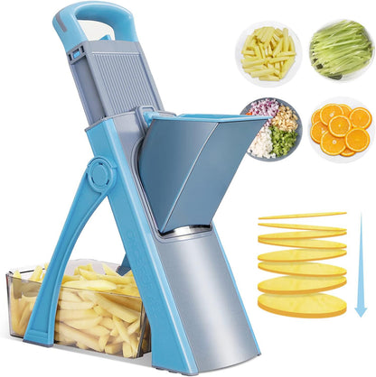 【D.P.C】Upgrade Safe Mandoline Slicer, Adjustable Vegetable Chopper Potato Slicer, French Fry Cutter Ktichen Chopping Artifact MotherDay Gift Kitchen Silicone