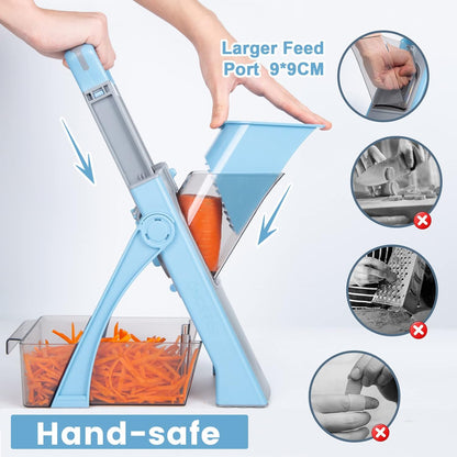 【D.P.C】Upgrade Safe Mandoline Slicer, Adjustable Vegetable Chopper Potato Slicer, French Fry Cutter Ktichen Chopping Artifact MotherDay Gift Kitchen Silicone